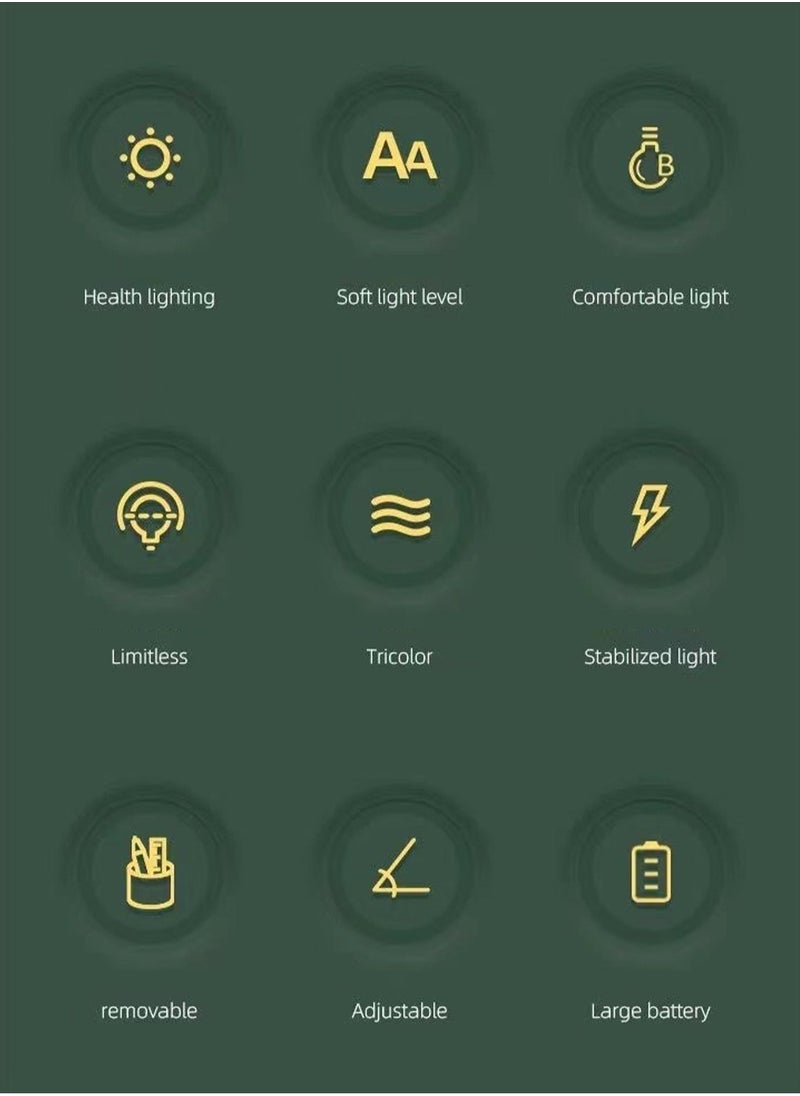 LOOPITYS - Learning lamp, home LED lamp, touch desk lamp with 3 color modes and stepless dimming, dimmable desk lamp with pen style phone holder (battery capacity: 2000mAh, with charging cable) - Image 1