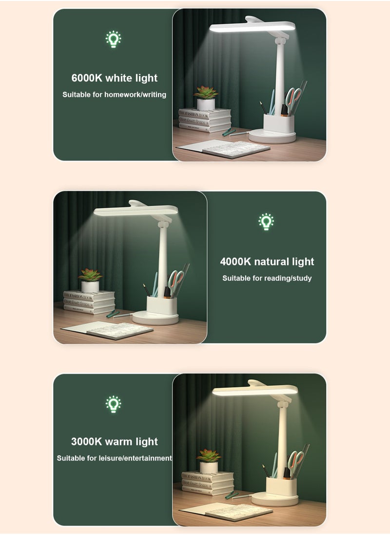 LOOPITYS - Learning lamp, home LED lamp, touch desk lamp with 3 color modes and stepless dimming, dimmable desk lamp with pen style phone holder (battery capacity: 2000mAh, with charging cable) - Image 1