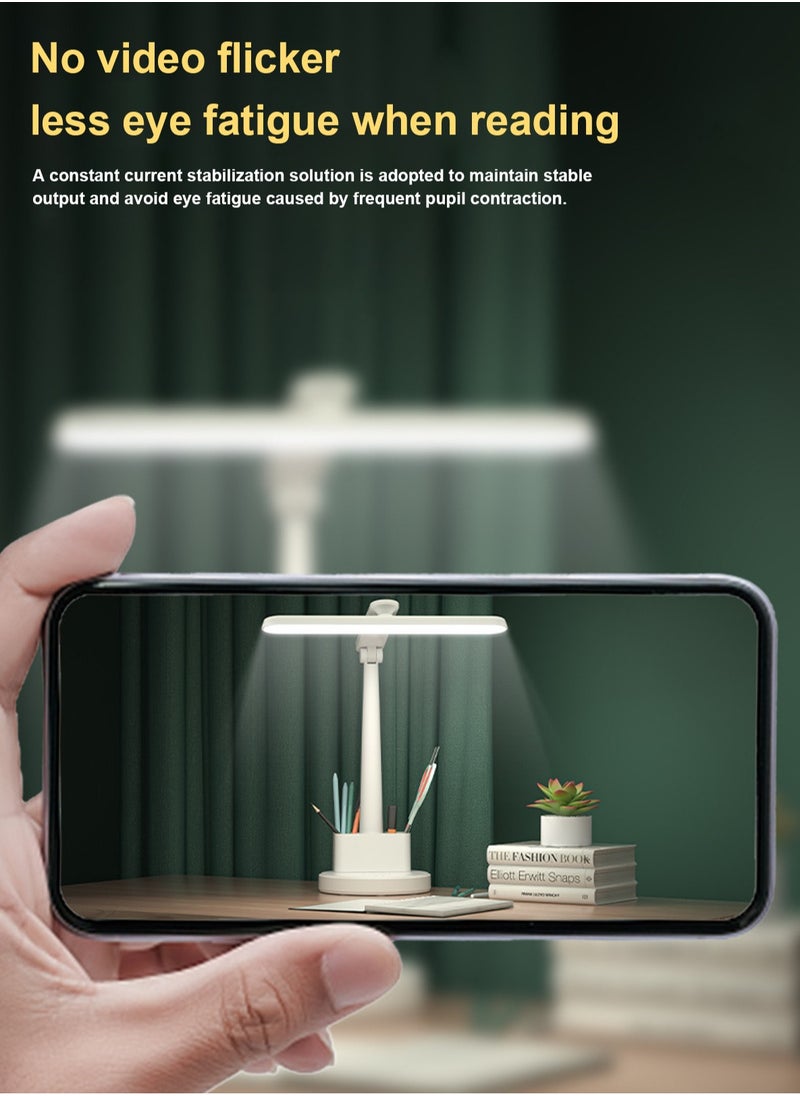 LOOPITYS - Learning lamp, home LED lamp, touch desk lamp with 3 color modes and stepless dimming, dimmable desk lamp with pen style phone holder (battery capacity: 2000mAh, with charging cable) - Image 1