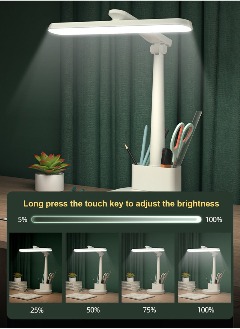 LOOPITYS - Learning lamp, home LED lamp, touch desk lamp with 3 color modes and stepless dimming, dimmable desk lamp with pen style phone holder (battery capacity: 2000mAh, with charging cable) - Image 1