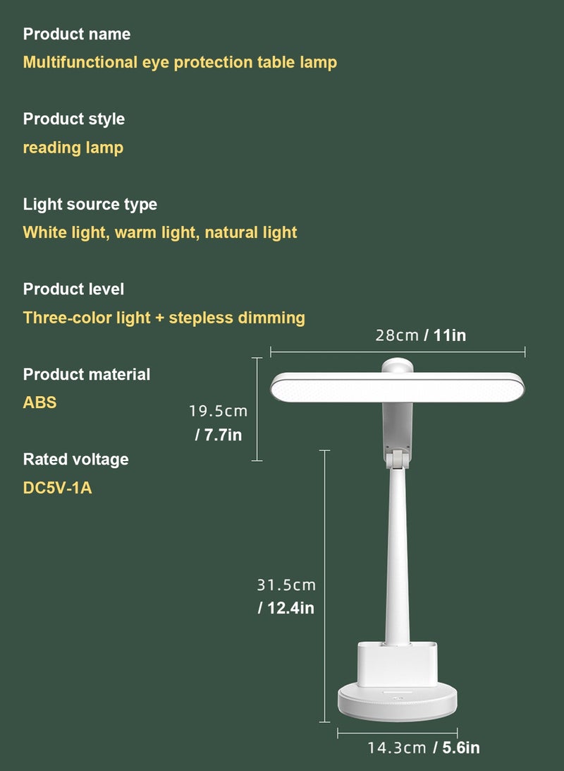 لوبيتيز دراسة الجدول مصباح ، مصباح طاولة LED المنزلية ، 3 أنواع من اللون وطريقة التحكم باللمس مصباح طاولة مع ستبليس يعتم ، قابل للتعديل مصباح طاولة مع حامل القلم نوع الهاتف المحمول ( قدرة البطارية : 2000mAh ، خط شحن ) - Image 4
