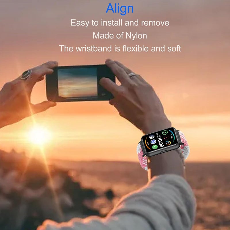 كلاراكو ساعة كلاركو بسوار مضفر مع مشبك قابل للتعديل وسوار مضفر قابل للتنفس ومقاوم للعرق ومقاوم للماء من النايلون الملون للرياضة للنساء - Image 3