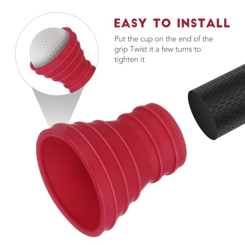 NUOLUX NUOBESTY Golf Pick-up Suction Cup Grabber Rubber Golf Ball Retriever Picker Upper for Putter Tool Accessories (Red) - Image 2
