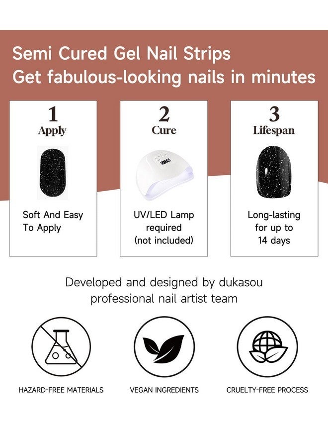 دوكاسو شرائط أظافر جل شبه معالجة، 28 قطعة من ملصقات أظافر جل الأشعة فوق البنفسجية، شرائط أظافر جل طويلة الأمد، أغطية أظافر جل عالية الجودة للمنزل، تتضمن وسادات تحضير ومبرد أظافر وعصا خشبية (جرافيتي قوس قزح) - Image 3