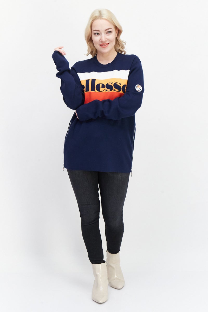 Michael Kors Ellesse x Michael Kors Women Crew Neck Long Sleeve Brand Logo Sweatshirt, Navy - Image 4