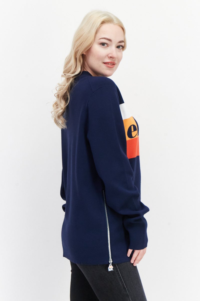 Michael Kors Ellesse x Michael Kors Women Crew Neck Long Sleeve Brand Logo Sweatshirt, Navy - Image 2