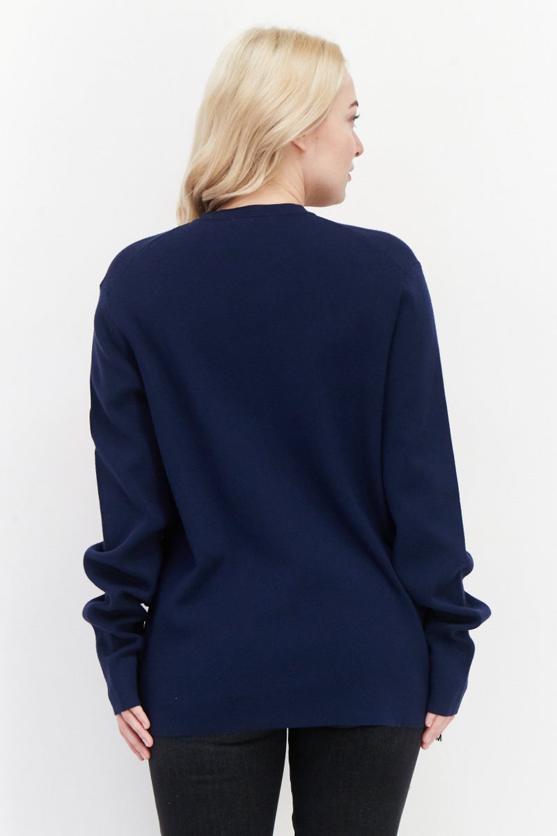 Michael Kors Ellesse x Michael Kors Women Crew Neck Long Sleeve Brand Logo Sweatshirt, Navy - Image 3