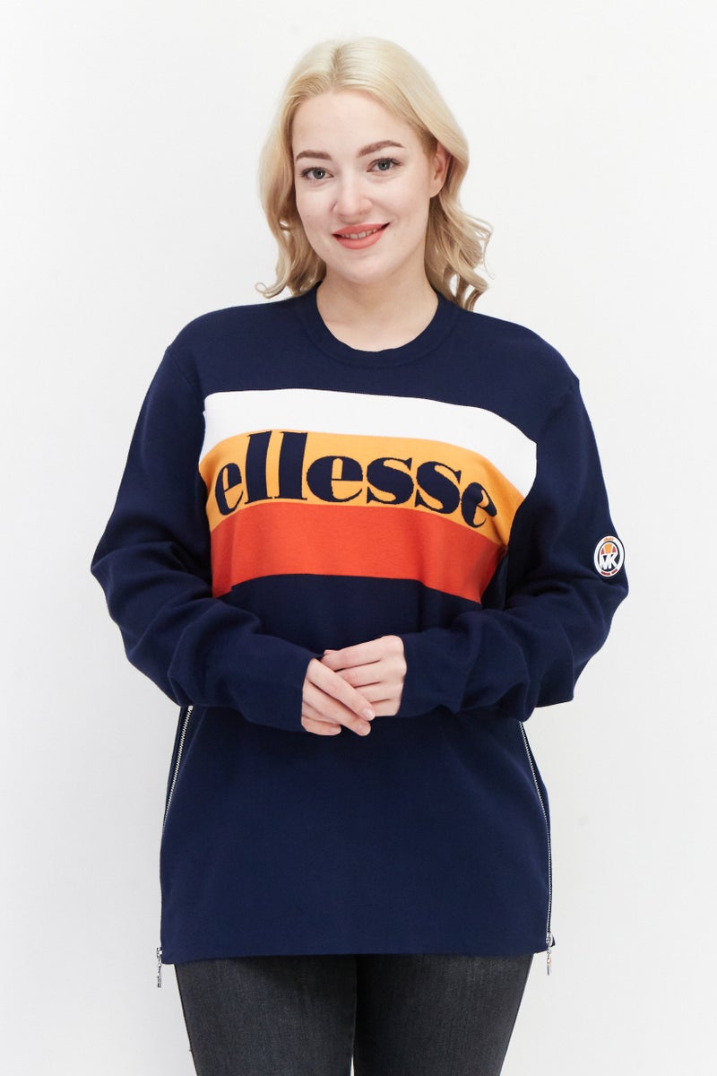 Michael Kors Ellesse x Michael Kors Women Crew Neck Long Sleeve Brand Logo Sweatshirt, Navy - Image 1