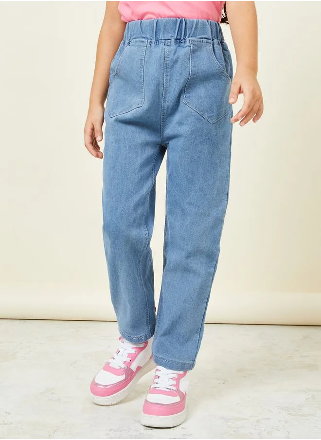 Styli Pocket Detail Paperbag Waist Jeans