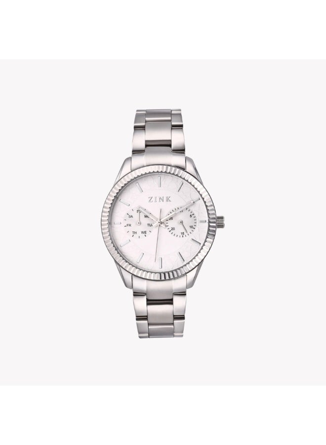 زنك ساعة زينك النسائية من الفولاذ المقاوم للصدأ باللون الفضي | ZK128L2SS-16 - Image 1