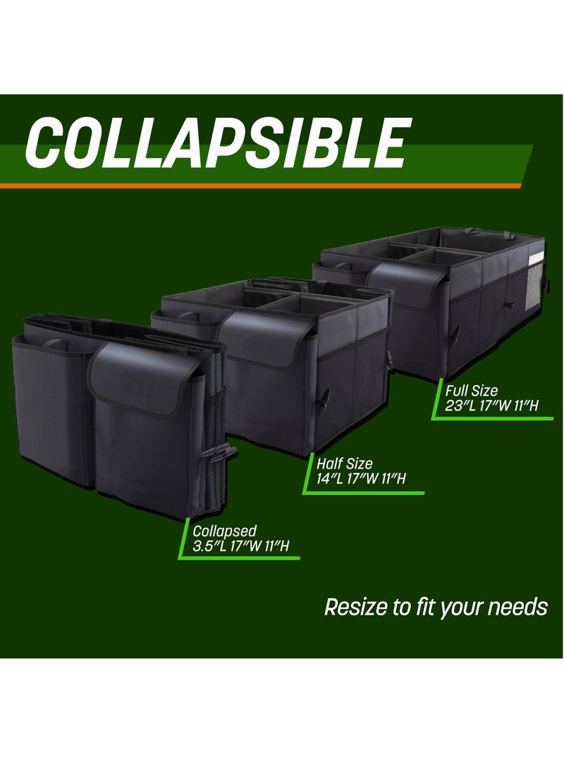 Y&D Drive Auto Car Trunk Organizer Collapsible Multi Compartment Automotive SUV for Storage w Adjustable Straps Truck Accessories Women and Men Grey - Image 4