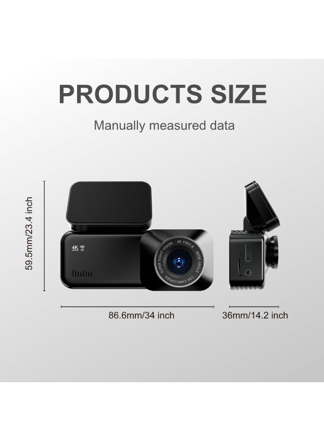 AiQi WiFi GPS Dash Cam 64GB, Front & Rear Dual Recording 2K + 1080P, Night Vision, Wide Angle, APP Control, Compact Black Design - Image 4