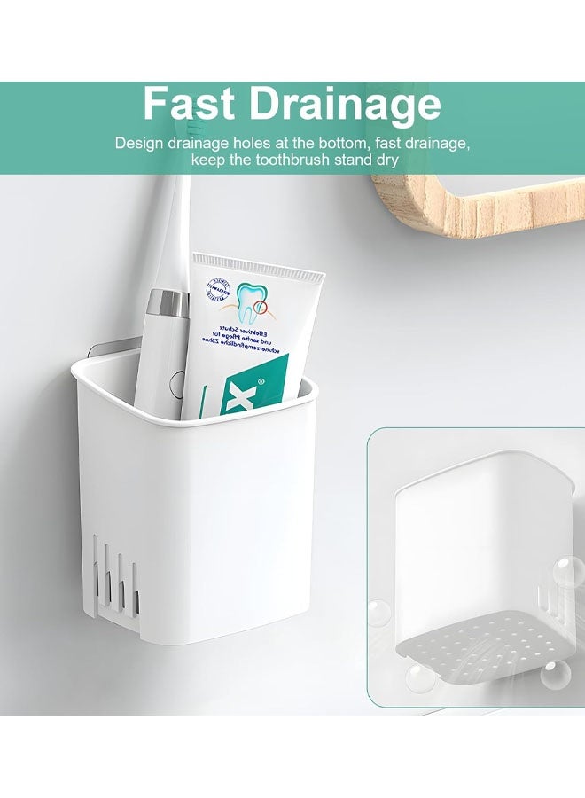Toothbrush Holder Wall Mounted, No Drilling Toothbrush Holders For Bathroom, Shower Electric Toothbrush And Toothpaste Razor Holder Removable Self Draining For Bathroom Kitchen - Image 3