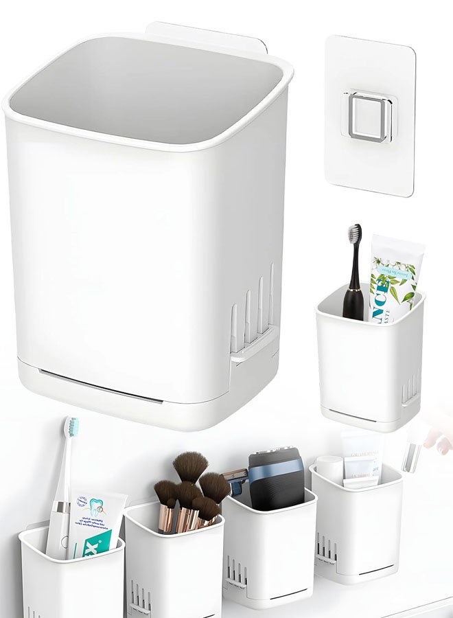 Toothbrush Holder Wall Mounted, No Drilling Toothbrush Holders For Bathroom, Shower Electric Toothbrush And Toothpaste Razor Holder Removable Self Draining For Bathroom Kitchen - Image 1