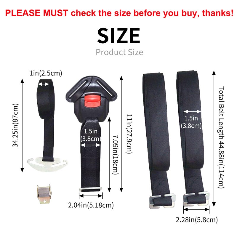 Feiteplus Universal Baby Highchair Stroller Pushchair 5pt 5 Point Harness with Locking Buckle Adjustable Straps - Image 4