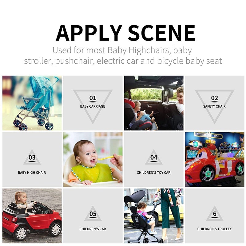 Feiteplus Universal Baby Highchair Stroller Pushchair 5pt 5 Point Harness with Locking Buckle Adjustable Straps - Image 3