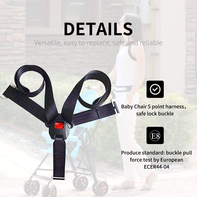 Feiteplus Universal Baby Highchair Stroller Pushchair 5pt 5 Point Harness with Locking Buckle Adjustable Straps - Image 2