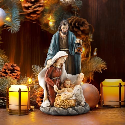 Magicsculp 6.5” Christmas Nativity Set - Holy Family Statue Catholic with Sheep, Handcrafted Collectible Jesus, Mary, & Joseph Figurines for Tabletop & Desk Display, Religious Gift for The Holidays - Image 3