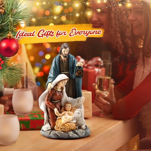 Magicsculp 6.5” Christmas Nativity Set - Holy Family Statue Catholic with Sheep, Handcrafted Collectible Jesus, Mary, & Joseph Figurines for Tabletop & Desk Display, Religious Gift for The Holidays - Image 4