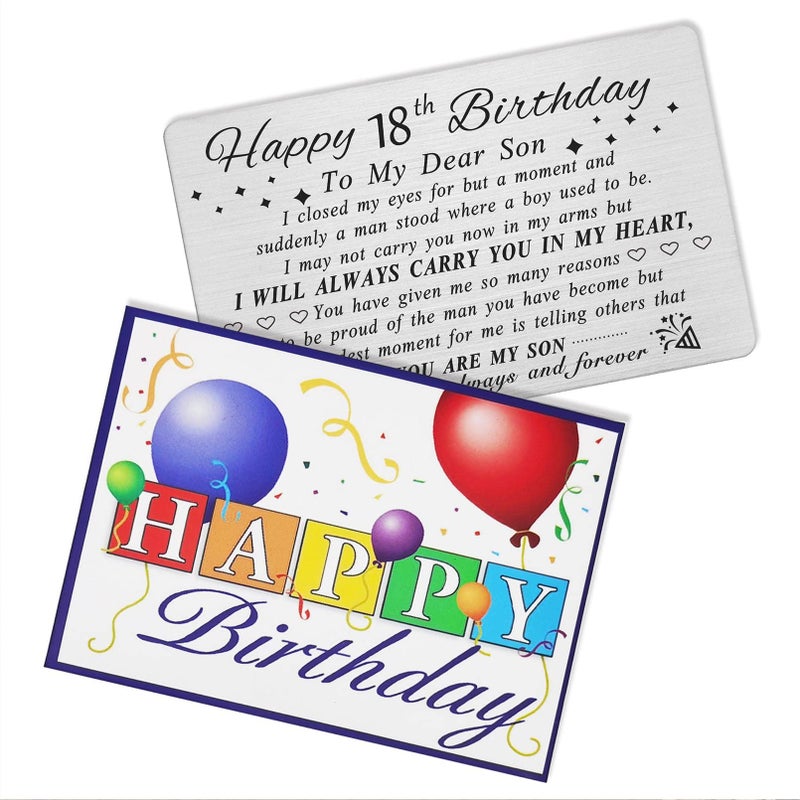 DEGASKEN Happy 18th Birthday Cards Gifts for Son, Son 18 Year Old Bday Card, Personalized Steel Engraved Wallet Card - Image 5