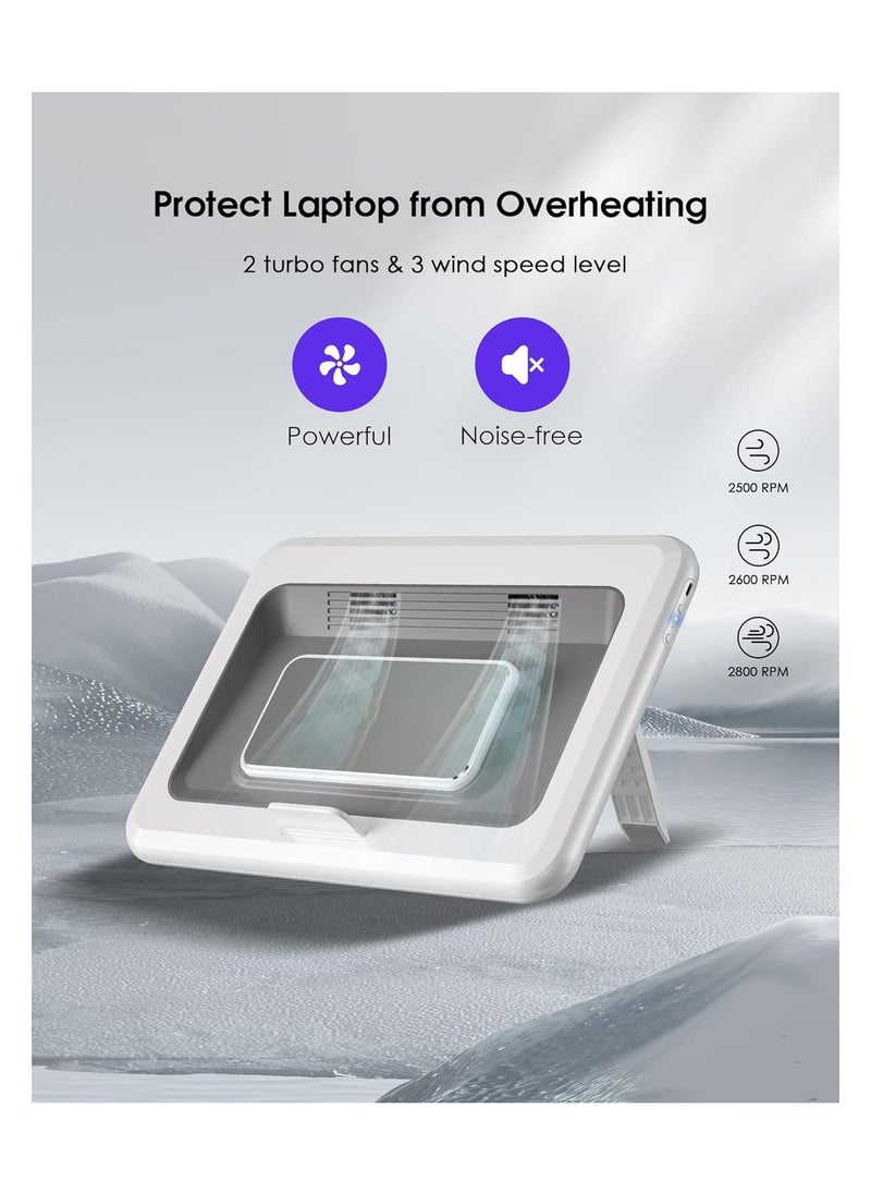 Laptop Cooling Stand, Gaming Laptop Cooling Pad with Innovative Semiconductor Refrigeration & 2 Turbo Fans, Laptop Cooler Pad Adjustable 6-Level Height, Compatible with All Laptops Under 21''