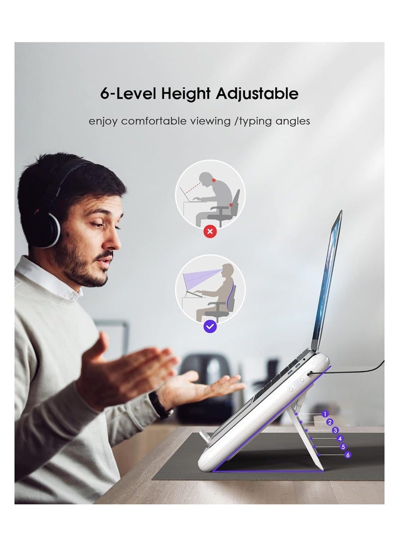 Laptop Cooling Stand, Gaming Laptop Cooling Pad with Innovative Semiconductor Refrigeration & 2 Turbo Fans, Laptop Cooler Pad Adjustable 6-Level Height, Compatible with All Laptops Under 21''