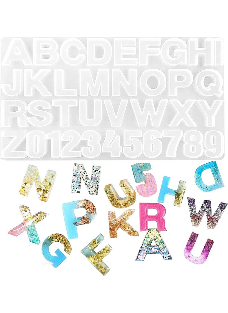 EnaMeena 1 Pack of Silicone Alphabet Resin Molds for Jewelry Making Including Numbers and Letters Comes with 12 GoldPlated Metal Key Chains Perfect for DIY Craft Casting 