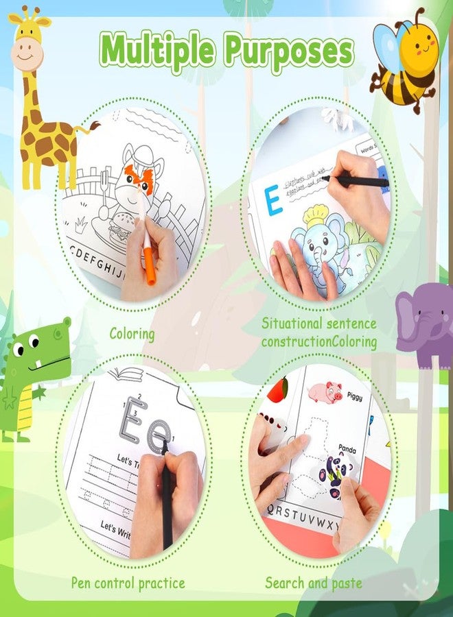 Patpat كتاب باتبات® لتعليم تتبع الحروف الأبجدية، ٢٥ صفحة، مع ملصقات لمرحلة ما قبل المدرسة، كتاب تلوين تعليمي للأطفال من ٣ إلى ٥ سنوات، مجموعة كتابة تعليمية ممتعة قابلة لإعادة الاستخدام، هدية عيد ميلاد للبنات والأولاد - Image 2