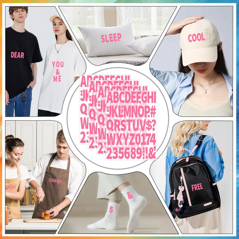 Metsyth 12 Sheets 612 Pieces Iron on Letters and Numbers for Clothing 2 Inch Iron on Letter Patches Large with PU Heat Transfer Alphabet Adhesive Stickers for Fabric T-Shirt Jersey DIY Craft,Pink - Image 5