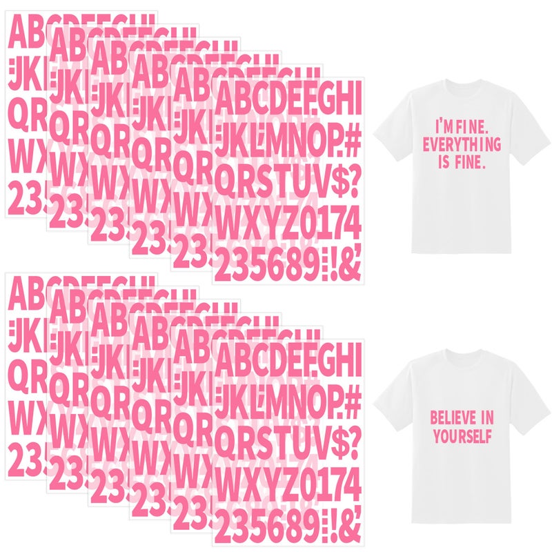 Metsyth 12 Sheets 612 Pieces Iron on Letters and Numbers for Clothing 2 Inch Iron on Letter Patches Large with PU Heat Transfer Alphabet Adhesive Stickers for Fabric T-Shirt Jersey DIY Craft,Pink - Image 1