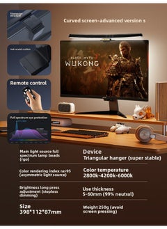 Screen Hanging Lamp Screen Lamp Desktop Monitor Eye Protection Lamp Learning Work Anti-reflective Computer Lamp Hanging Lamp Lighting-Specifications: Remote Control Adjustment + Full Spectrum Ra99 + Supreme Eye Protection⭐Thin And Thick Screen Universal