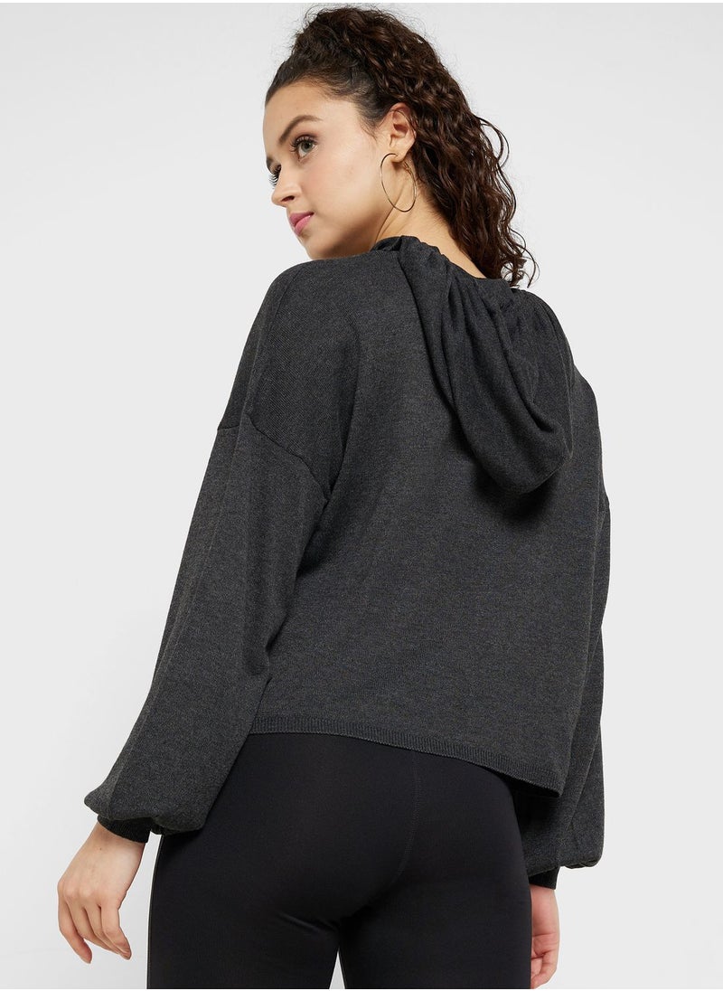 ONLY - Drawstring Knitted Hoodie - Image 1