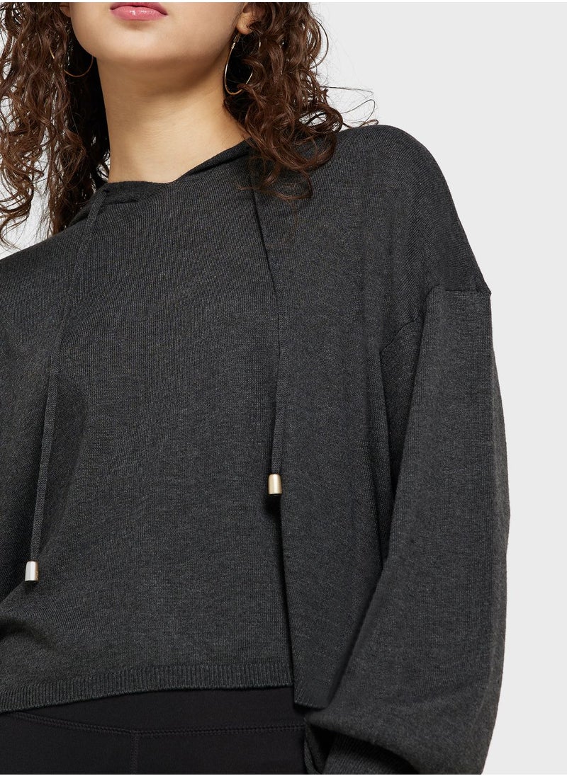 ONLY - Drawstring Knitted Hoodie - Image 1