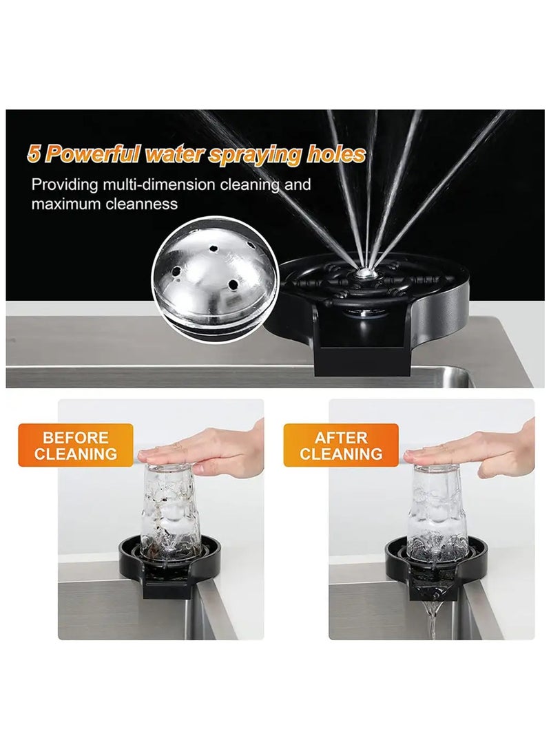Glass Rinser for Kitchen Sink Automatic Cup Washer Coffee Pitcher Wash Cup Tool Kitchen Quick Rinse for Baby Bottle Kitchen Sink Automatic Washing Device  - Image 3