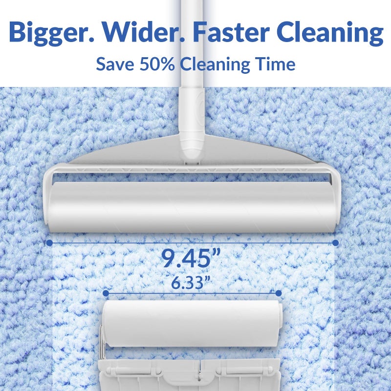 Large Lint Rollers for Carpet, Sticky Rollers for Floor DELOMO 9.45 in with 3 Extendable Handle, Long Handle Sticky Mop for Cleaning Carpets, Cars, Clothing, and Pet Hair - Image 3
