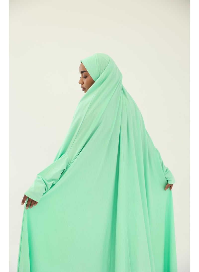 La Festiva Minaret Full-Length Cotton Lycra Prayer Isdal Aqua - Image 4