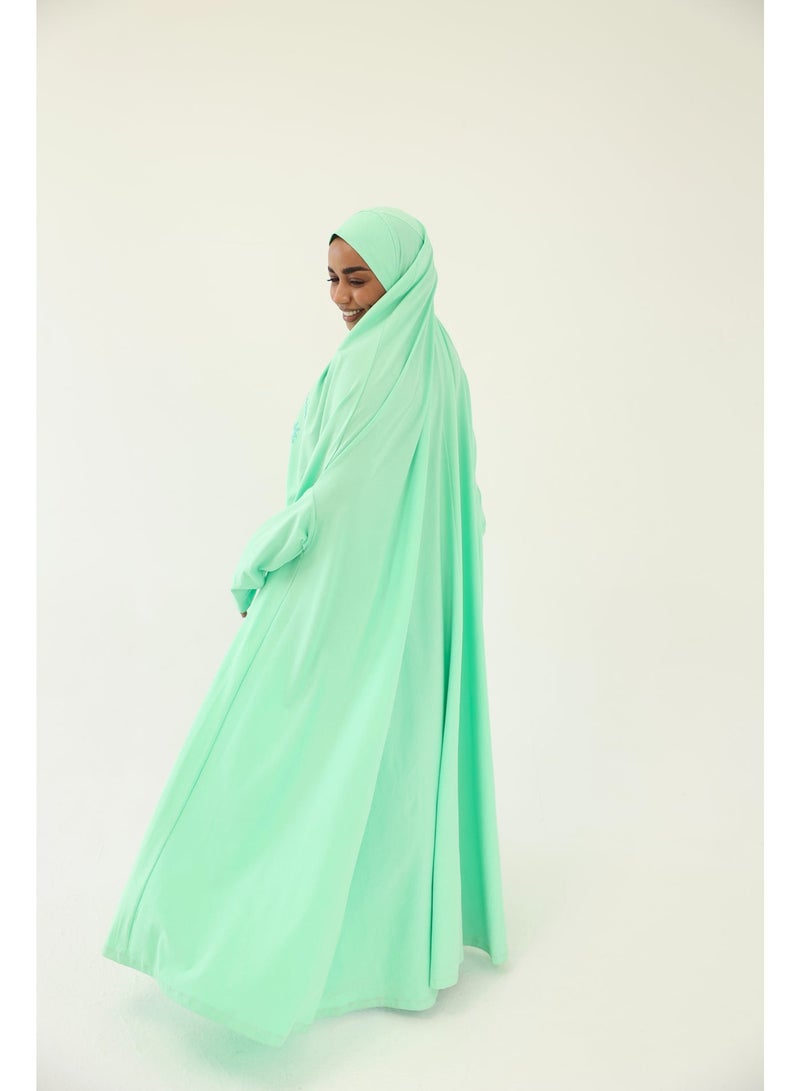 La Festiva Minaret Full-Length Cotton Lycra Prayer Isdal Aqua - Image 2