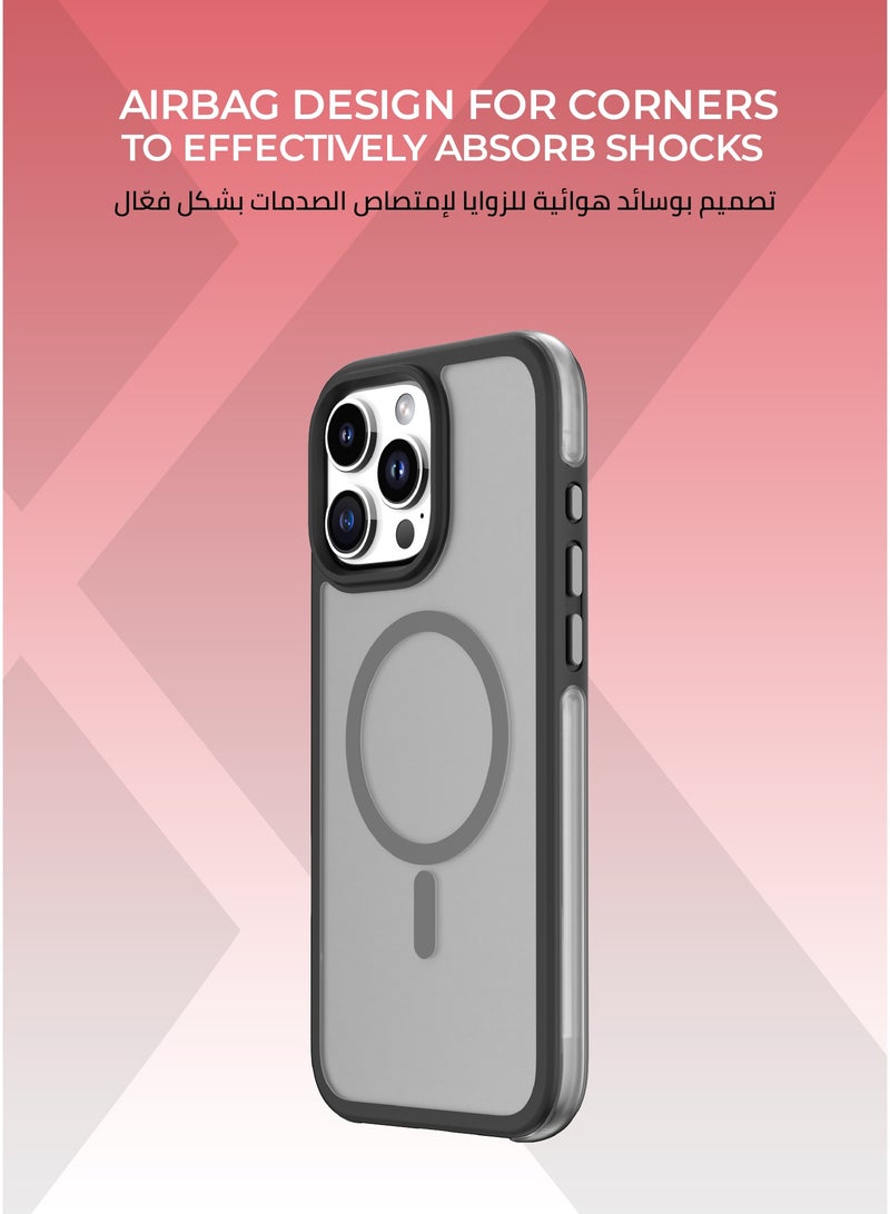زوندا كفر ايرباج ايفون 16 برو ماكس ماج سيف لون أسود - تصميم بوسائد هوائية لإمتصاص الصدمات ومقاومة الانزلاق ، إطار كاميرا مرتفع لحماية قصوى للعدسات، أزرار معدنية  لمتانة أكبر، متوافق مع ملحقات MagSafe. - Image 4