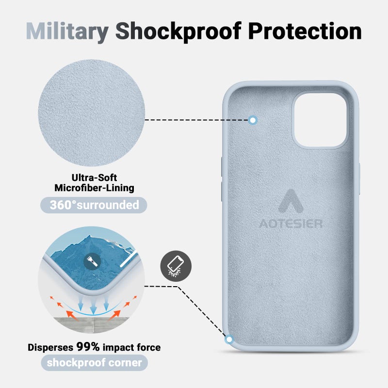 AOTESIER Magnetic for iPhone 13 Pro Max Phone Case, [Compatible with MagSafe][Military Shockproof Protection] Silicone with Soft Anti-Scratch Microfiber Lining, 6.7 inch, Baby Blue - Image 5