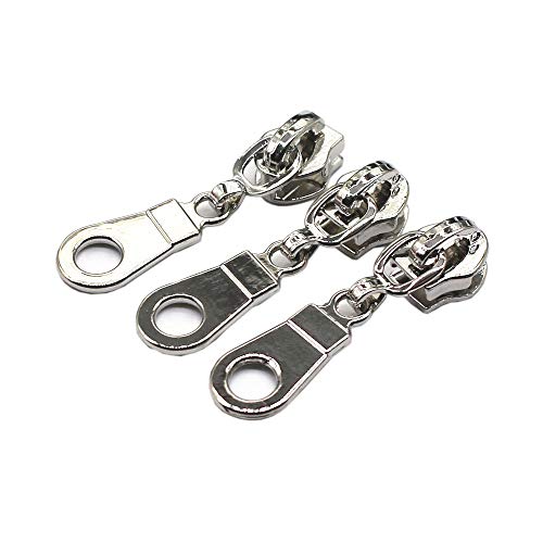 YaHoGa 50PCS #5 Silver Pulls for Nylon Coil Zippers Shiny Silver Zipper Sliders for Luggages Purses Bags Bulk(Shiny Silver) - Image 1