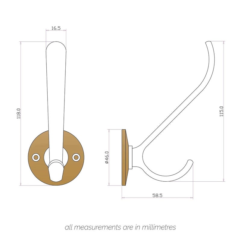 HOBKNOBS Antique Monza Leather Hook with Solid Brass Construction (Hand Stitched Italian Leather) 100mm. - Image 4
