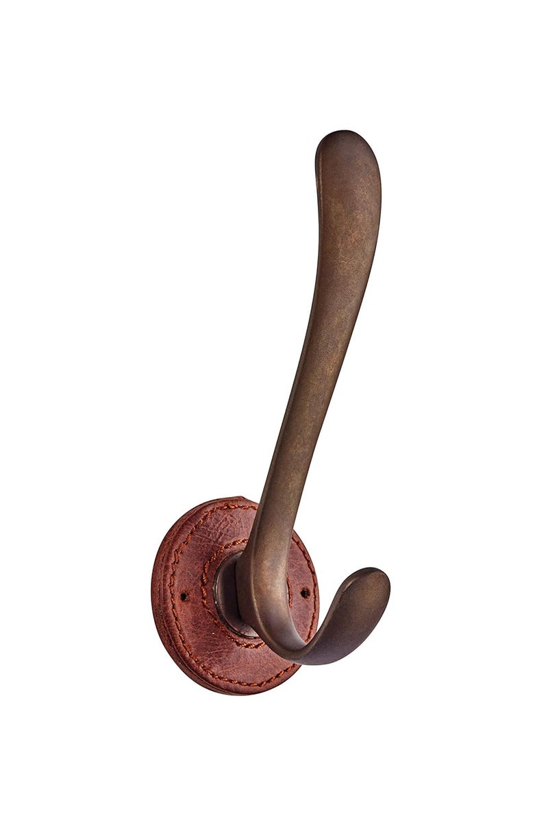 HOBKNOBS Antique Monza Leather Hook with Solid Brass Construction (Hand Stitched Italian Leather) 100mm. - Image 1