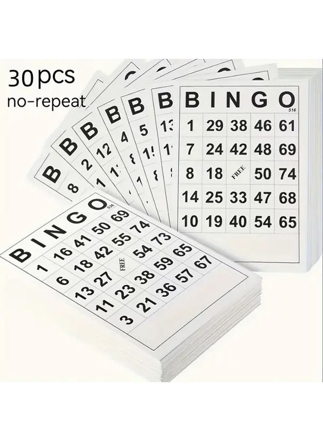 30pcs Reusable Bingo Card Set For Family Parties And Adult Logic Training Games - Image 1