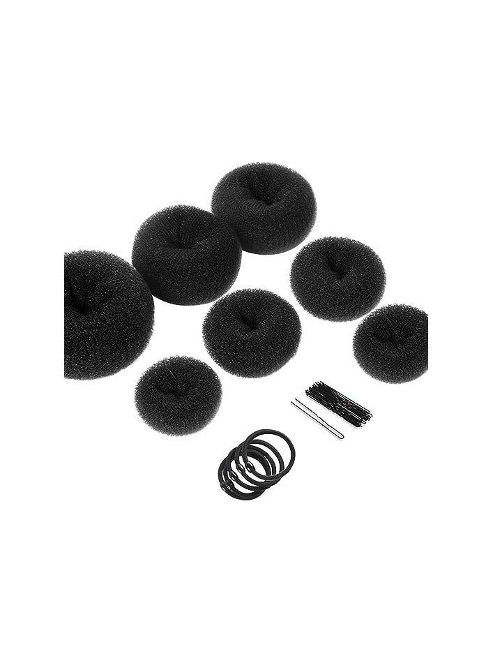 ORiTi صانعي كعكة الشعر، مجموعة ملحقات تصفيف الشعر Teenitor مع 5 أربطة و 20 دبوس شعر و 7 كعكات لتسريحات الشعر Chignon (أسود) - Image 1