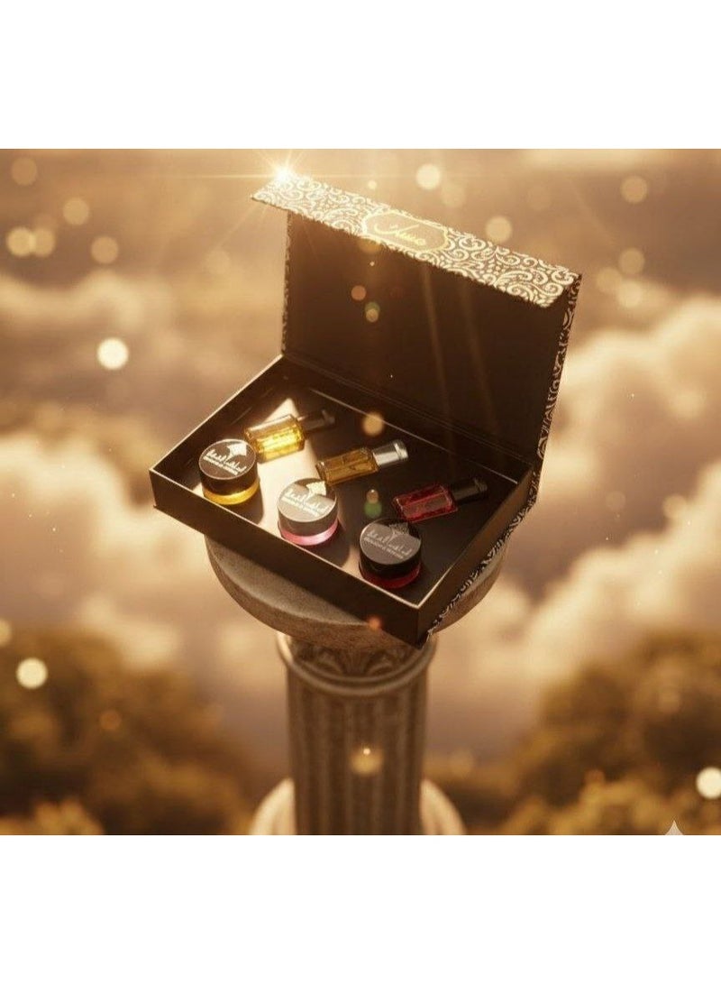 إبراهيم القرشي بوكس مسك و مخمريه إبراهيم القرشي  3 مسك سائلة ثقيلة جدًا و 3 مخمريه سيرام روائح ملكية تخطف الأنفاس! - Image 2