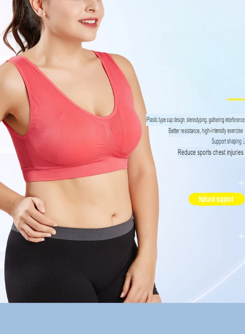 AROAQ Women Sports Bra, Fitness Sports Yoga Bra with Removable Padding,  Double-layer Seamless  Sports Bra without Rims, Comfortable Soft Bra for Workouts Running Yoga Trainings, (Size L, Light Blue)  - Image 2