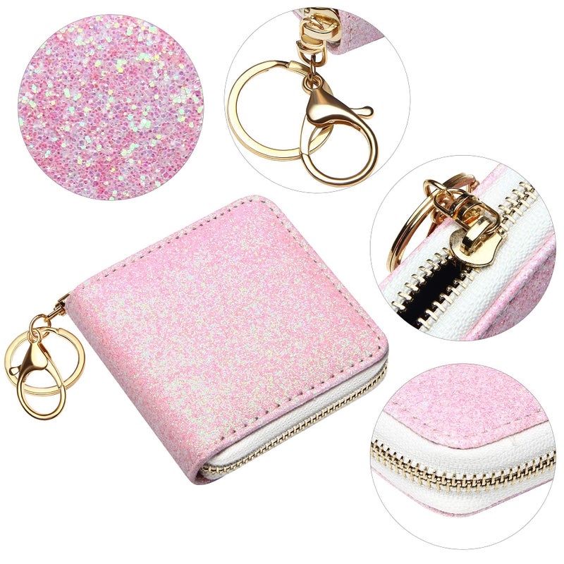 GEEAD Small Glitter Wallet for Women Girls Mini Coin Purse Pouches with Key Ring (Pink - 1) - Image 5