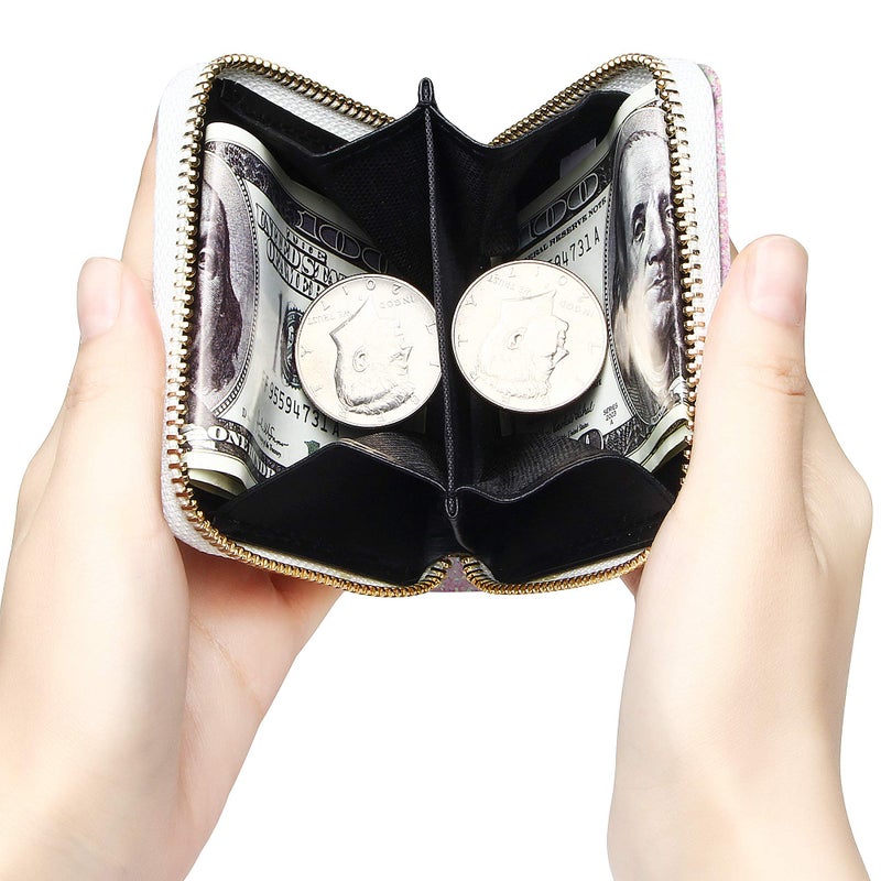 GEEAD Small Glitter Wallet for Women Girls Mini Coin Purse Pouches with Key Ring (Pink - 1) - Image 2