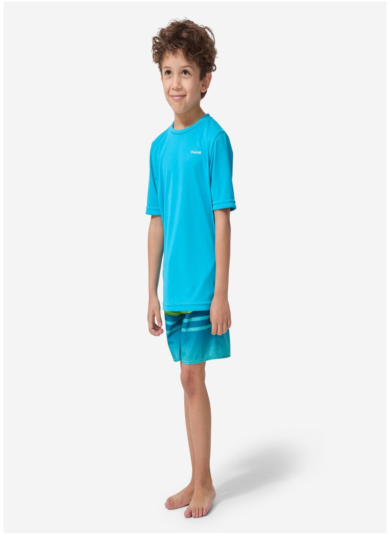 OLAIAN OLAIAN by DECATHLON, Kids’ Surfing UV Protection Water T-Shirt - Sky Blue  - Image 2
