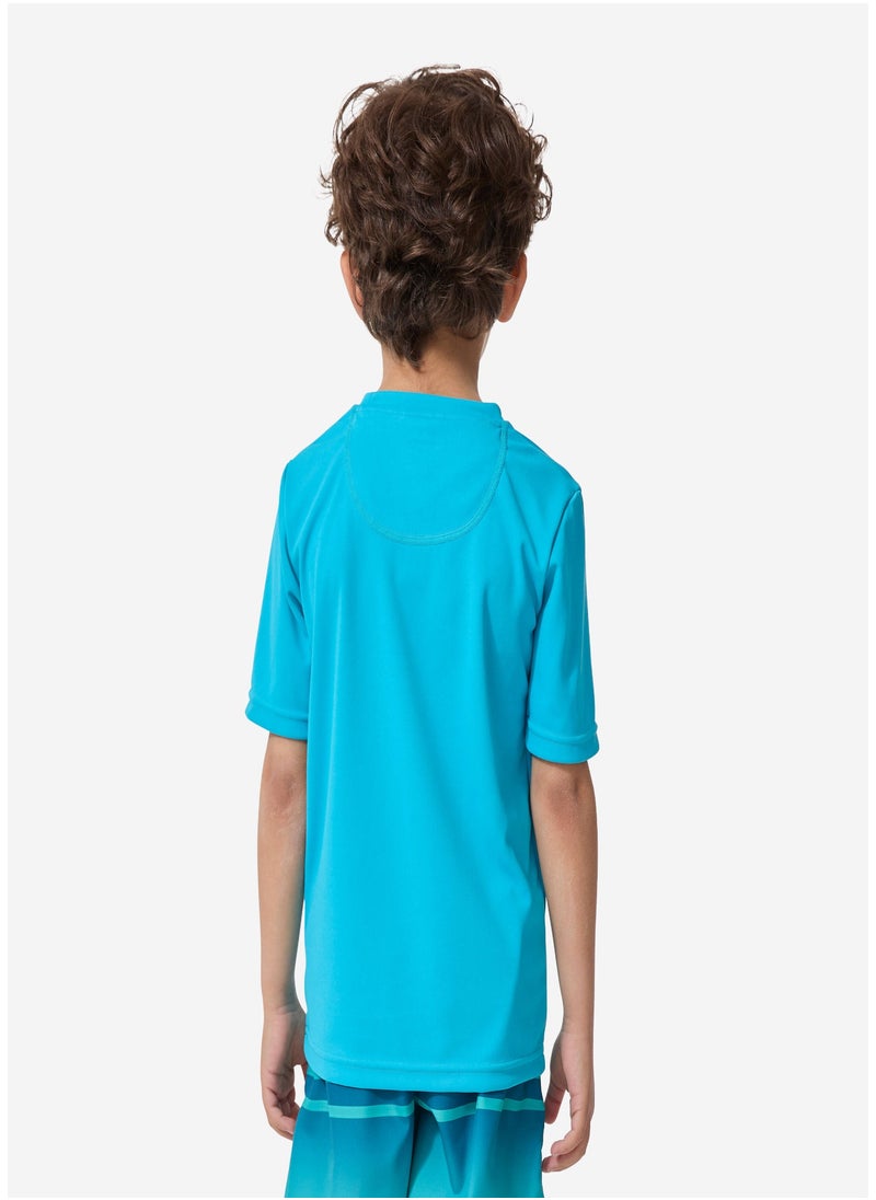 OLAIAN OLAIAN by DECATHLON, Kids’ Surfing UV Protection Water T-Shirt - Sky Blue  - Image 4
